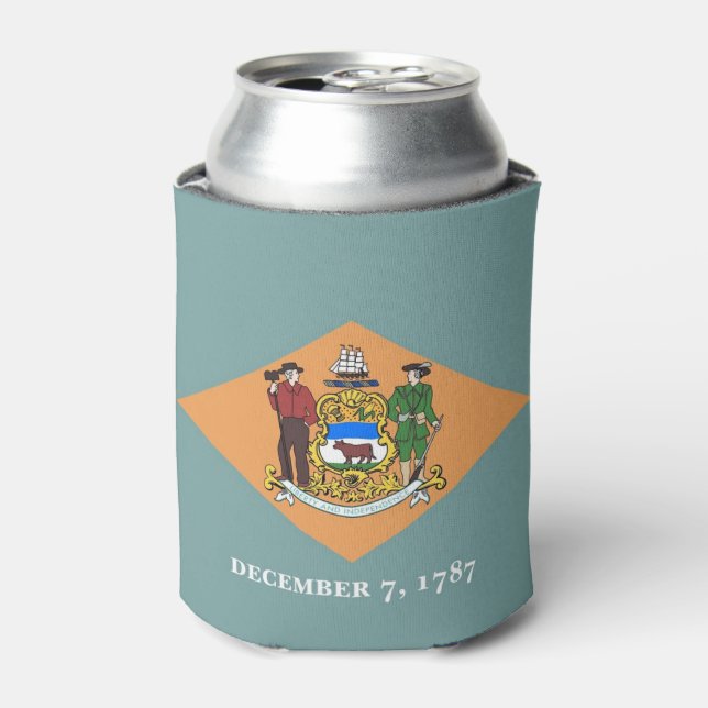 Can Cooler with flag of Delaware State, USA. (Can Front)