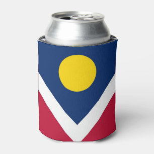 Can Cooler with flag of Denver City, USA.