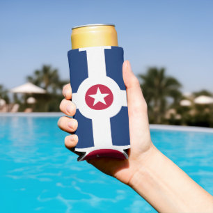 Can Cooler with flag of Indianapolis City, USA