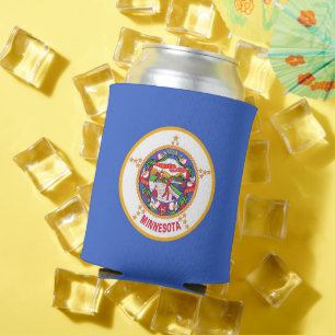 Can Cooler with flag of Minnesota State, USA.
