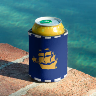 Can Cooler with flag of Quebec City, Canada