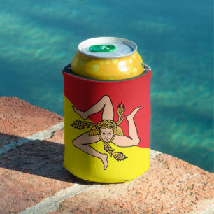 Can Cooler with flag of Sicily, Italy