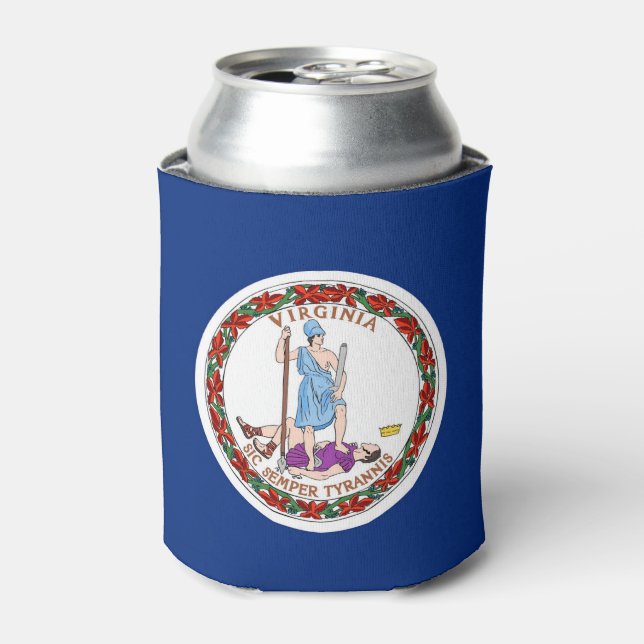 Can Cooler with flag of Virginia State, USA. (Can Front)