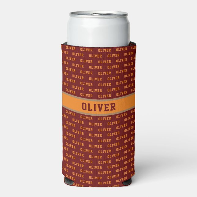 Can Cooler With Name Red Orange Pattern (Seltzer Front)
