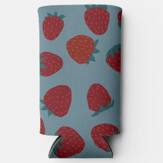Can Cooler with Strawberries on Turquoise