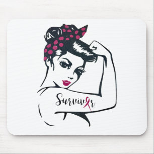 Can Cure It Rosie Riveter Breast Cancer Survivor Mouse Pad