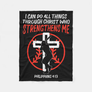 Can Do All Things Baseball Religious Christian Men Fleece Blanket