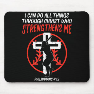 Can Do All Things Baseball Religious Christian Men Mouse Pad