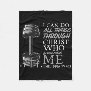 Can Do All Things Weightlifter Christian Gym Bible Fleece Blanket