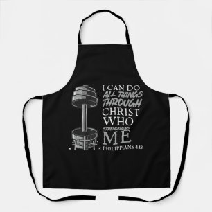Can Do All Things Weightlifter Gym Christian Bible Apron