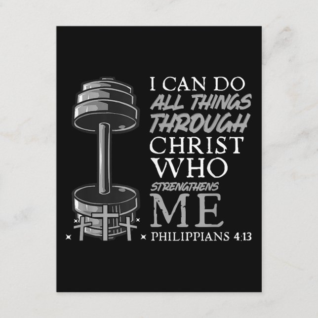 Can Do All Things Weightlifter Gym Christian Bible Enclosure Card (Front)