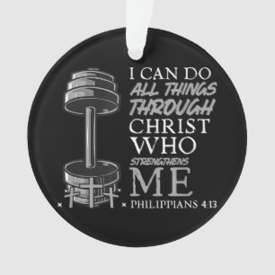 Can Do All Things Weightlifter Gym Christian Bible Ornament