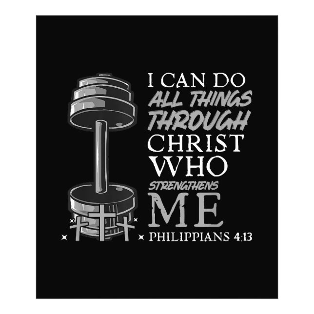 Can Do All Things Weightlifter Gym Christian Bible Photo Print (Front)