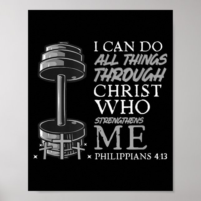 Can Do All Things Weightlifter Gym Christian Bible Poster (Front)