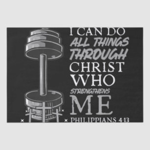 Can Do All Things Weightlifter Gym Christian Bible Tissue Paper
