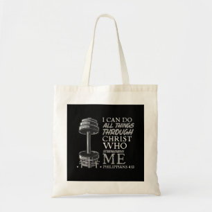 Can Do All Things Weightlifter Gym Christian Bible Tote Bag