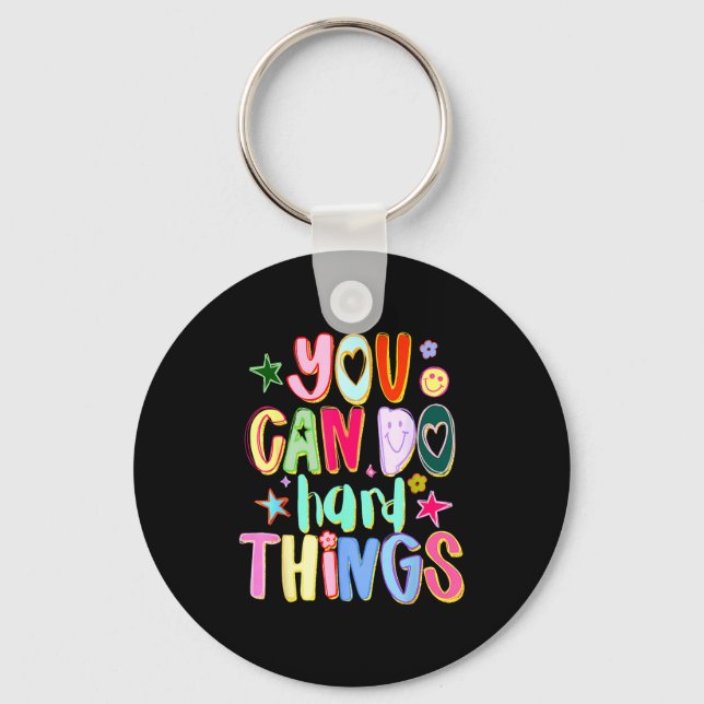 Can do hard things autism awareness autistic puzzl key ring (Front)