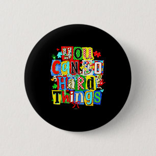 Can do hard things leopard autism awareness sped 6 cm round badge