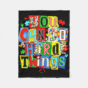 Can do hard things leopard autism awareness sped fleece blanket