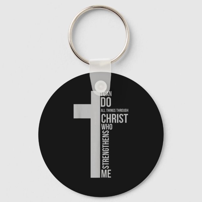 Can do things through christ who strengthens cross key ring (Front)