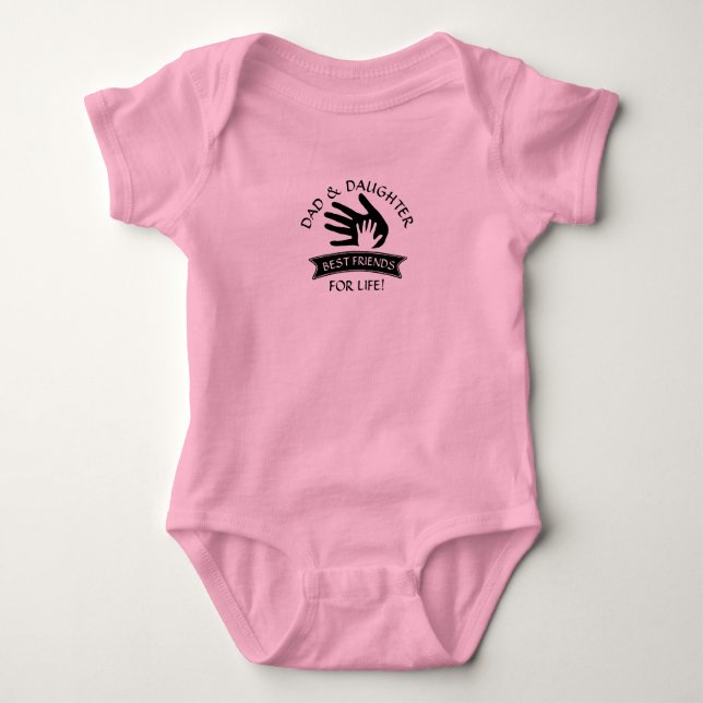 Can Edit Text, Dad Daughter Best Friends, Hands  Baby Bodysuit (Front)