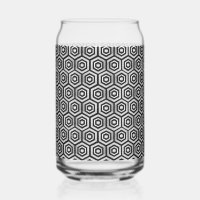 Can Glass Black White Hexagon Geometric Pattern
