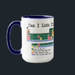Can I Lick It Chemistry Periodic Table–Fun Science Mug<br><div class="desc">Start your mornings with a laugh and a little science! This “Can I Lick It?” periodic table mug is perfect for Chemistry Day, lab enthusiasts, students, teachers, or anyone who loves a clever science joke. Durable and comfortable to hold, it makes your coffee, tea, or hot chocolate a little nerdier...</div>