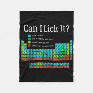 Can I Lick It Funny Back To School Periodic Table Fleece Blanket
