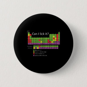 Can I Lick It Funny Periodic Table Of Chemic Eleme 6 Cm Round Badge