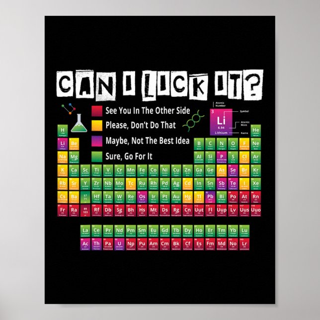 Can I Lick It Funny Periodic Table Science Teacher Poster (Front)