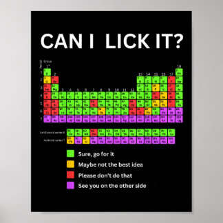 Can I Lick It Periodic Table Boys Girls Kids Stude Poster