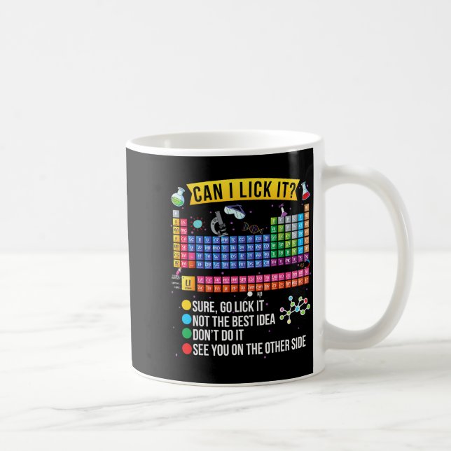 Can I Lick It Periodic Table Funny Science Chemist Coffee Mug (Right)