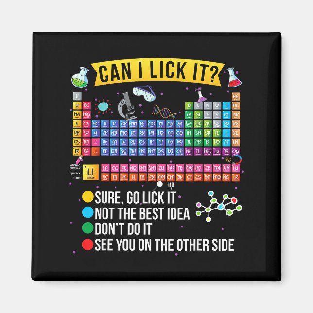 Can I Lick It Periodic Table Funny Science Chemist Magnet (Front)