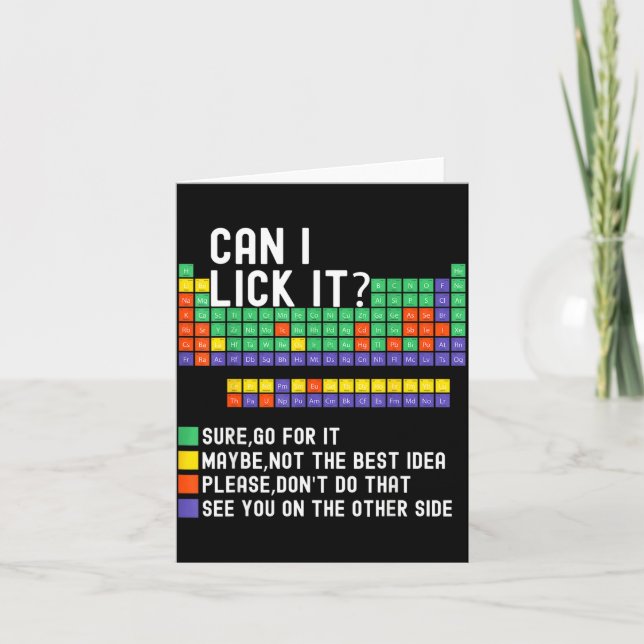 Can I Lick It Periodic Table Funny Science Teacher Card (Front)