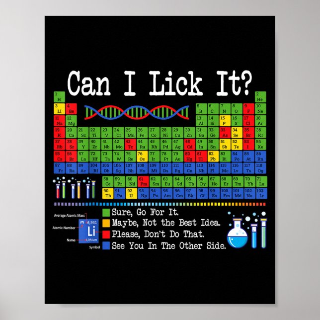 Can I Lick It Periodic Table Funny Science Teacher Poster (Front)