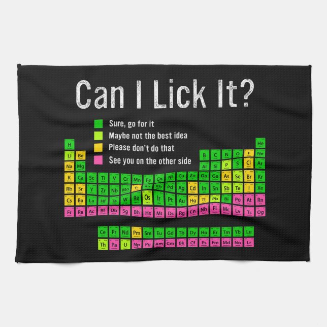 Can I Lick It Periodic Table Teacher Student Kids Tea Towel (Horizontal)