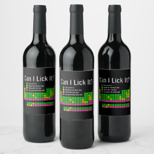 Can I Lick It Periodic Table Teacher Student Kids Wine Label