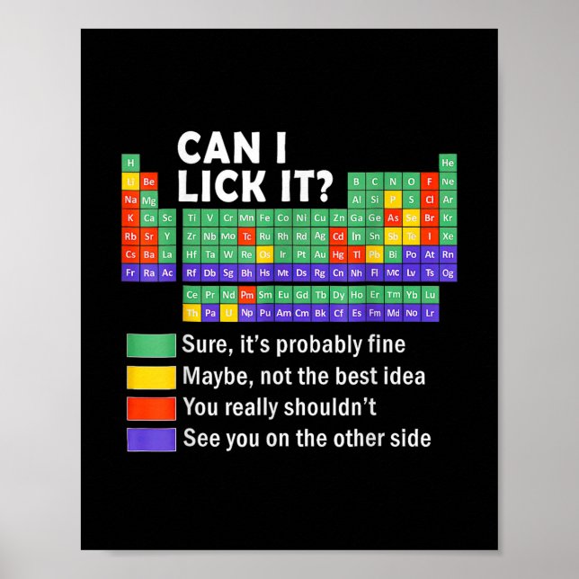 Can I Lick It Tee Periodic Table Of Elements Scien Poster (Front)