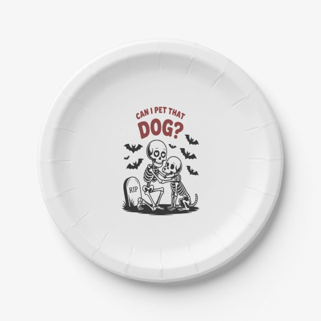 Can I Pet That Dog Halloween Paper Plate (Front)
