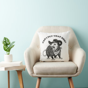 Can I Pet That Dog Meme Funny Opossum Animal Lover Cushion