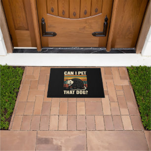Can I Pet That Dog Opossum Funny Meme Design Doormat