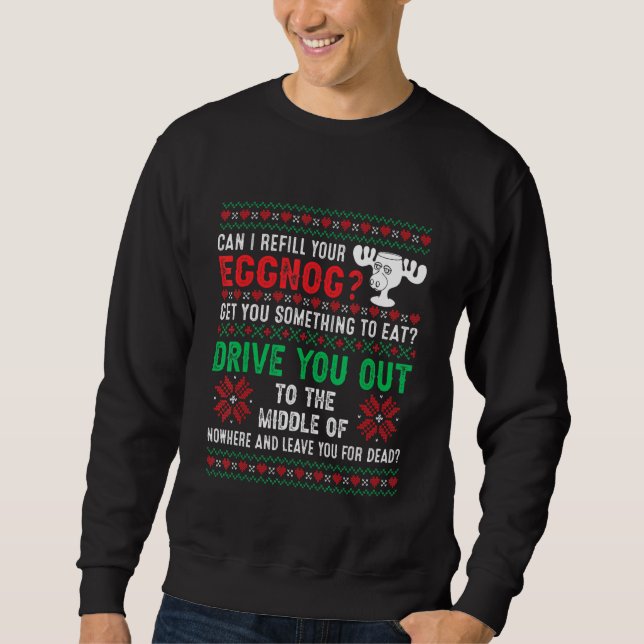 Can I Refill Your Eggnog   Ugly Christmas Holidays Sweatshirt (Front)