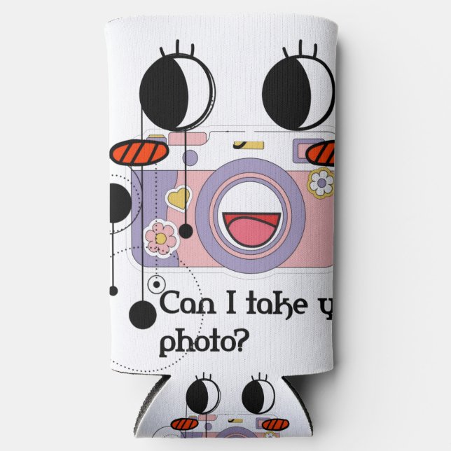 Can I take your photo? Camera art Seltzer Can Cooler (Front)