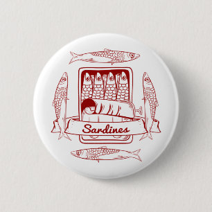 Can of sardines 6 cm round badge