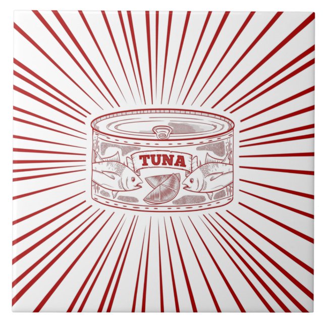 Can of tuna retro design ceramic tile (Front)