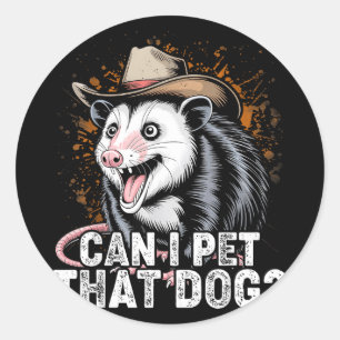 Can pet that dog meme animal lover funny opossum classic round sticker