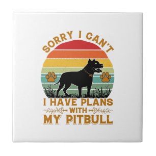 Can Plans Dog Pitbull Retro Sunset_1 Ceramic Tile