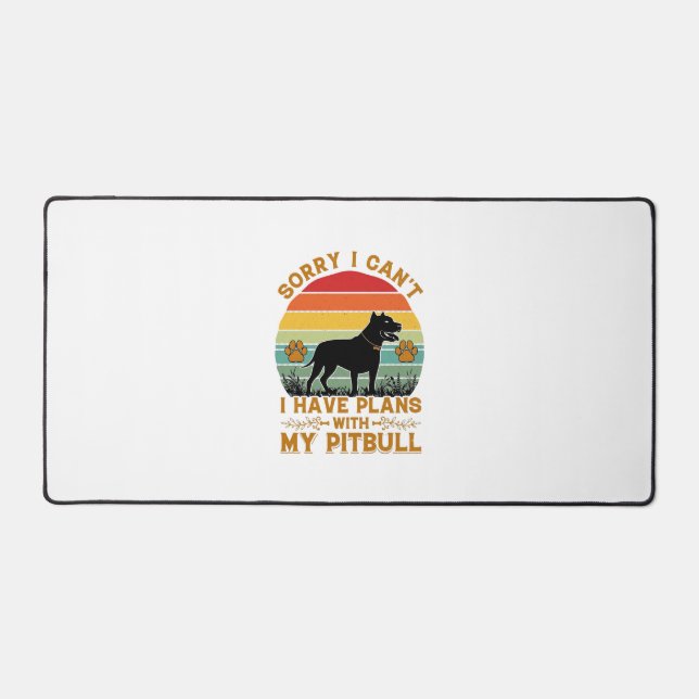 Can Plans Dog Pitbull Retro Sunset_1 Desk Mat (Front)