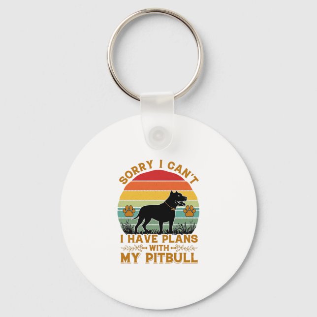 Can Plans Dog Pitbull Retro Sunset_1 Key Ring (Front)