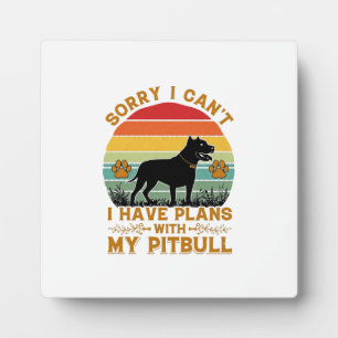 Can Plans Dog Pitbull Retro Sunset_1 Plaque